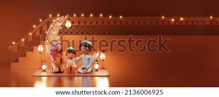 Similar – Image, Stock Photo Boy illuminated with lantern telling a terror story to surprised girl sitting in dark living room