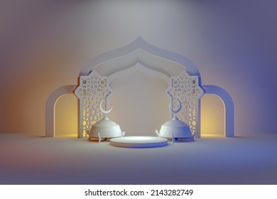 3d Islamic Render Background With Arabic Islamic Decorations With  Islamic 3d Symbols