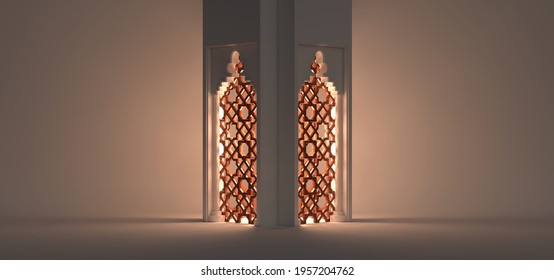 3d Islamic Room Concept With Decorative Ornament