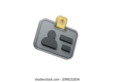 3D Isolated Identity Verification Card Member ID Pass Render Illustration On White Background