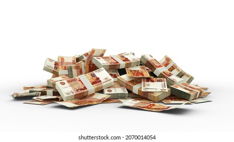 3D Isolated Stack Of 5000 Russian Ruble Notes