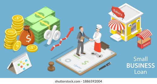 3D Isometric Flat Conceptual Illustration of Small Business Loan, Business Financing. - Powered by Shutterstock