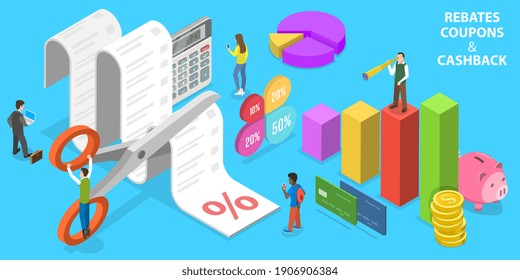 3d Isometric Flat Conceptual Illustration Rebates Stock Illustration ...