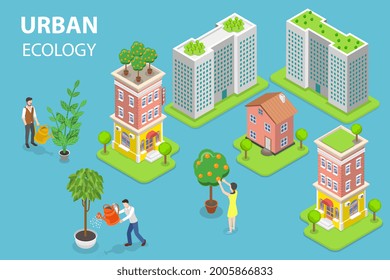 3D Isometric Flat Conceptual Illustration of Urban Ecology, Eco Friendly City - Powered by Shutterstock