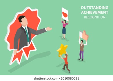 3D Isometric Flat Conceptual Illustration Of Outstanding Achievement Recognition, Best Candidate Reputation