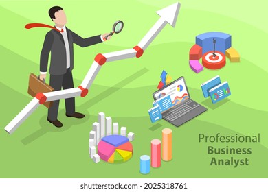 3D Isometric Flat Conceptual Illustration of Professional Business Analyst, Auditing and Financial Analysis - Powered by Shutterstock