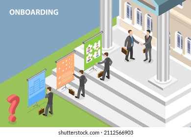 3D Isometric Flat  Conceptual Illustration Of New Employee Onboarding, HR Management And Staff Recruiting