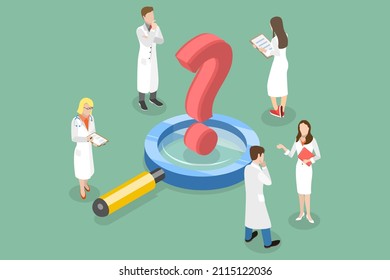 3D Isometric Flat Conceptual Illustration of Thinking Doctors, The Second Medical Opinion