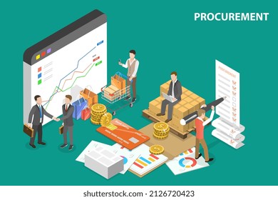 3D Isometric Flat Conceptual Illustration Of Procurement , Process Of Purchasing Goods Or Services