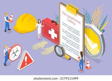 3D Isometric Flat  Conceptual Illustration of HSE - Health Safety Environment, Occupational Safety - Powered by Shutterstock