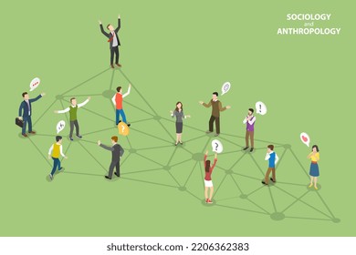 3D Isometric Flat  Conceptual Illustration Of Sociology And Anthropology, Ethnic Group Research