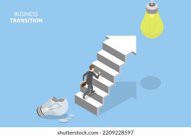 3D Isometric Flat  Conceptual Illustration Of Business Transition, Career Switch