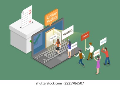 3D Isometric Flat  Conceptual Illustration of Online Voting, E-voting or Election Internet System - Powered by Shutterstock