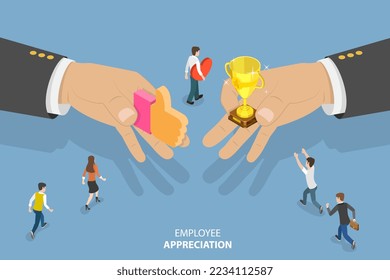 3D Isometric Flat  Conceptual Illustration of Employee Appreciation, Professional Recognition - Powered by Shutterstock