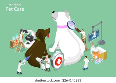 3D Isometric Flat  Conceptual Illustration of Medical Pet Care, Professional Veterinary Care - Powered by Shutterstock