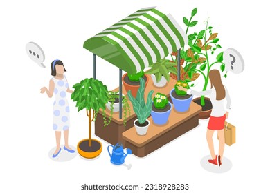 3D Isometric Flat  Conceptual Illustration of Florist, Local Houseplant Shop - Powered by Shutterstock