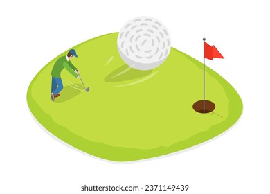 3D Isometric Flat  Conceptual Illustration of Tournament or Recreational Golf, Outdoor Sports or Leisure Activity - Powered by Shutterstock