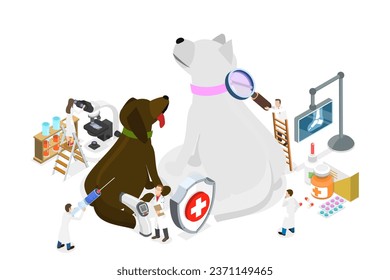 3D Isometric Flat  Conceptual Illustration of Medical Pet Care, Professional Veterinary Care - Powered by Shutterstock