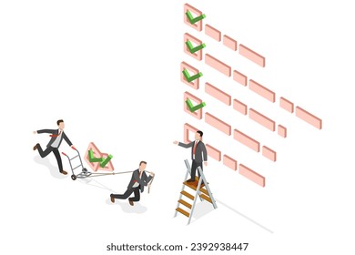 3D Isometric Flat  Conceptual Illustration of Checklist for Work Completion, Project Management - Powered by Shutterstock