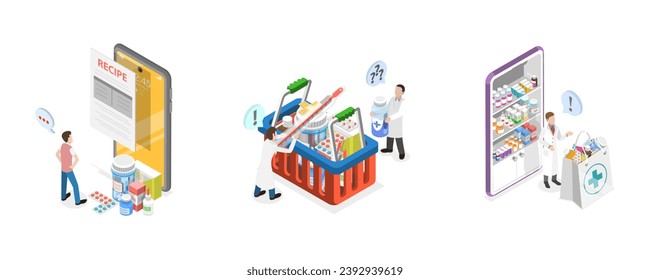 3D Isometric Flat  Conceptual Illustration of Pharmacy Store, Online Drugstore Service - Powered by Shutterstock