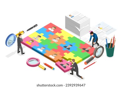 3D Isometric Flat  Conceptual Illustration of Human Management and HR Resources, Recruitment Agency - Powered by Shutterstock