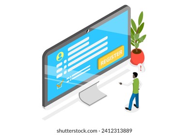 3D Isometric Flat  Conceptual Illustration of New User Account, Online Registration and Signing Up - Powered by Shutterstock