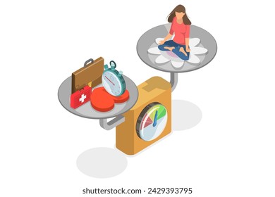 3D Isometric Flat  Conceptual Illustration of Routine And Boundaries, Work and Life Balance - Powered by Shutterstock