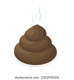 3D Isometric Flat  Icon of Pile Of Poo, Excrement and Smell