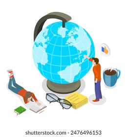 3D Isometric Flat  Illustration of Back To School, Education as Process of Gaining Knowledge. Item 2
