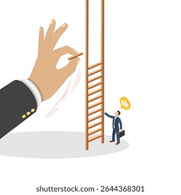 3D Isometric Flat  Illustration of Climbing Up, Career Path Growth Strategy