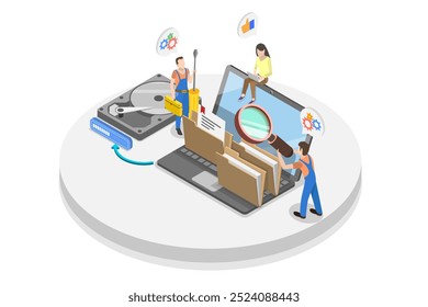 3D Isometric Flat  Illustration of Data Recovery Service, Backup and Protection, Hardware Repair - Powered by Shutterstock