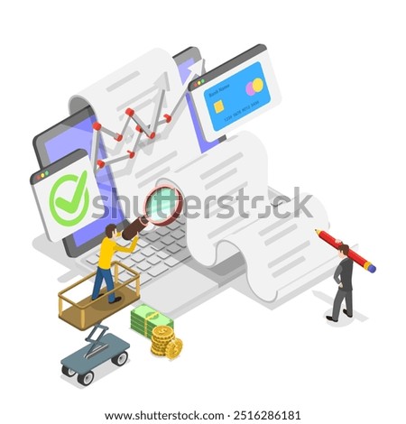3D Isometric Flat  Illustration of Data Analytics, Stock Trading