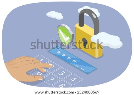 3D Isometric Flat  Illustration of Data Protection, Personal Information Security