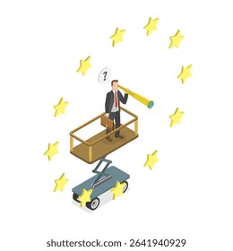 3D Isometric Flat  Illustration of EU Politician, European Union Economy Forecast