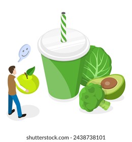 3D Isometric Flat  Illustration of Fitness Nutrition, Healthy Eating. Item 3 - Powered by Shutterstock