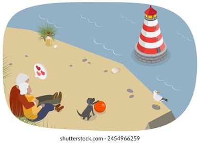 3D Isometric Flat  Illustration of Happy Elderly Couple, Recreation and Entertainment for Seniors - Powered by Shutterstock