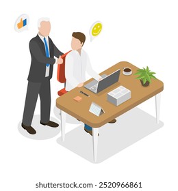 3D Isometric Flat  Illustration of Happy Employer, Employee Recognition - Powered by Shutterstock