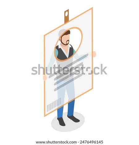 3D Isometric Flat  Illustration of Identification Badge, identity Card with Personal Information. Item 2