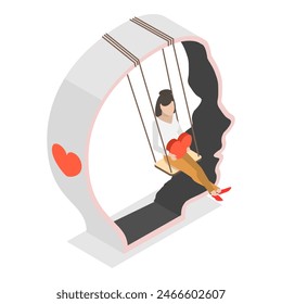 3D Isometric Flat  Illustration of Mental Health, Mindfulnessa and Positive Thinking. Item 2 - Powered by Shutterstock