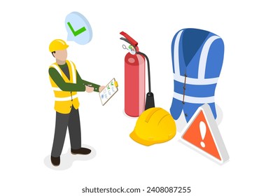 3D Isometric Flat  Illustration of Occupational Safety And Health Administration, Regulation for Trauma Prevention - Powered by Shutterstock