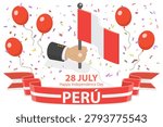 3D Isometric Flat  Illustration of Peruvian Independence Day, Celebration On 28 July