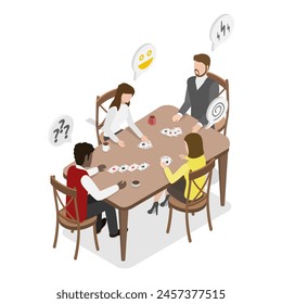 3D Isometric Flat  Illustration of Poker Party, Relaxing Together at Leisure Time - Powered by Shutterstock