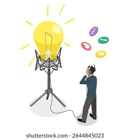 3D Isometric Flat  Illustration of Self-Development, Success Stories By Empowered Person