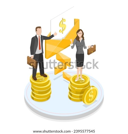3D Isometric Flat  Illustration of Startup Funding, Raising Money for New Bussiness. Item 2