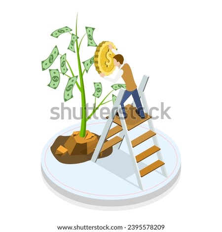 3D Isometric Flat  Illustration of Startup Funding, Raising Money for New Bussiness. Item 3