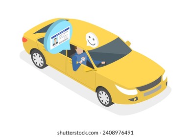 3D Isometric Flat  Illustration of Successfully Passed Driver Exam, Car Driveing License - Powered by Shutterstock