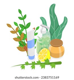 3D Isometric Flat  Illustration of Vegan Cosmetic, Everyday Skin Care. Item 2 - Powered by Shutterstock