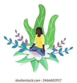 3D Isometric Flat  Illustration of Wellbeing, Meditation Practice. Item 3 - Powered by Shutterstock