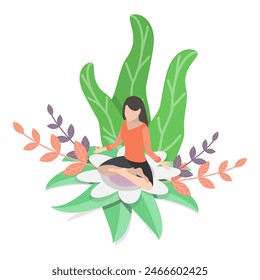 3D Isometric Flat  Illustration of Wellbeing, Meditation Practice. Item 5 - Powered by Shutterstock