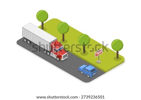 3D Isometric Flat Illustration of Wrong Way Sign, Turn Around Immediately